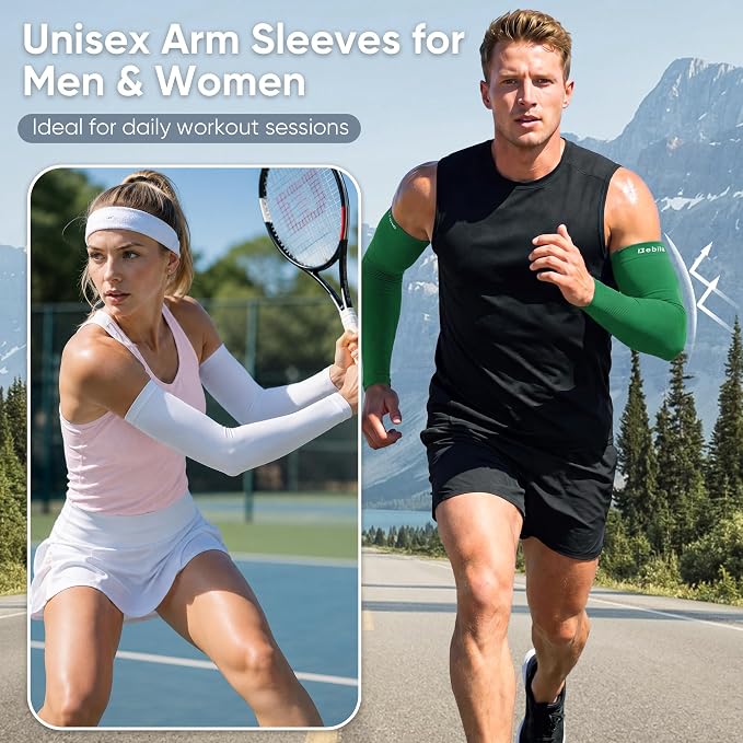Bebila Arm Sleeves for Men Women, UV Sun Protection Cooling Compression Outdoor