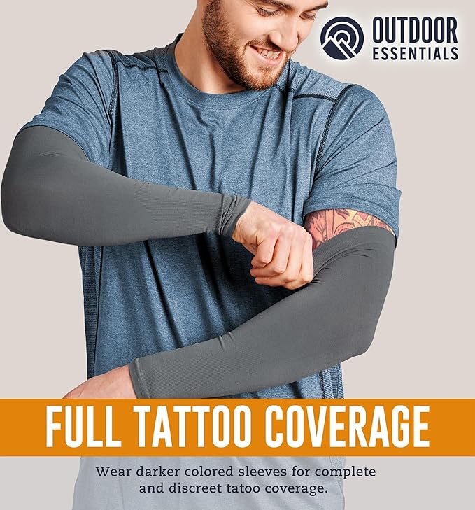 OutdoorEssentials UV Sun Sleeves for Men & Women, Cooling Arm Sleeves UPF 50+ | Golf, Tattoo Cover Up, Sun Protection