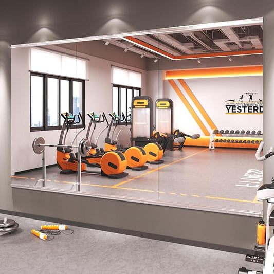 Amorho Gym Mirror 90''x48''(3pcs 48''x30'') | Tempered Glass, Frameless Full Body Mirror for Home, Yoga Studios, Dance Rooms, Garage Gyms.