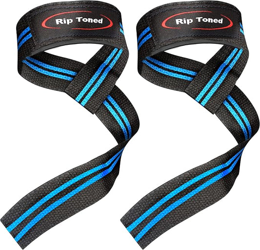 Rip Toned Lasso Lifting Straps for Weightlifting, 23¼" Padded | 1 Pair, cotton, non-latex neoprene. No break-in. Quick release. Deadlifts, rows, shrugs, pull-ups. Machine washable.
