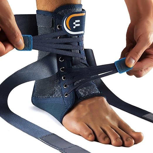 Ankle Brace for Men Women with Removable Side Splints Figure 8 Strap | Quick Lace Up Design , Sprain & Swelling Recovery Support , Achilles Tendon Relief , Basketball Volleyball Running Stability