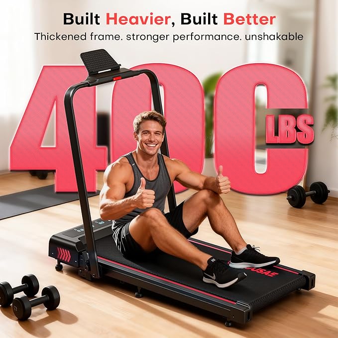 Treadmills for Home, App Compatible, 5 in 1 7.5MPH Foldable Treadmill with 10% Incline, 3.0HP Brushless Drive, 12 HIIT Programs, Full Screen LED Display, Remote Control, 400 LBS Weight Capacity