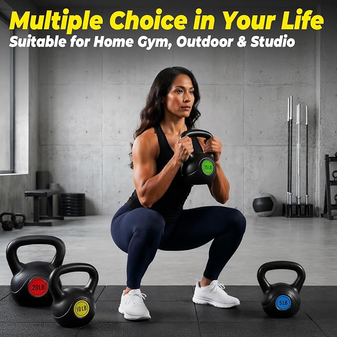 HULKFIT Kettlebell Sets Wide Grip or 4-Piece Kettlebells Exercise Fitness Weight Set