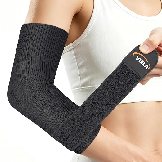 Elbow Compression Sleeve, Adjustable Strap, Targeted Support, Small | Tennis Elbow Brace for Men & Women, Support for Tendonitis, Golfer's Elbow, Weightlifting, Gym Fitness & Sports Pain Relief