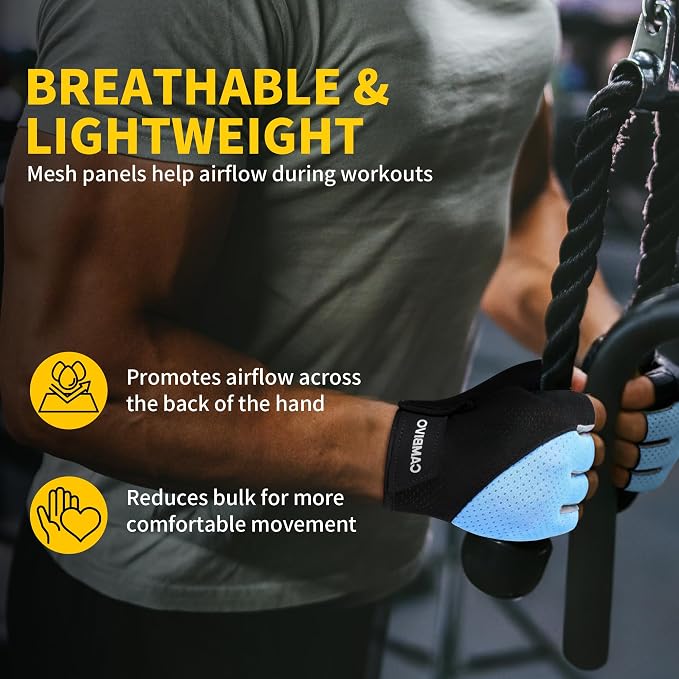 CAMBIVO Workout Gloves for Men & Women, Weight Lifting Gloves with Wrist Support, Non Slip Grip, Breathable Gym Gloves for Training, Crossfit, Pull Ups, Cycling, Fitness, Home