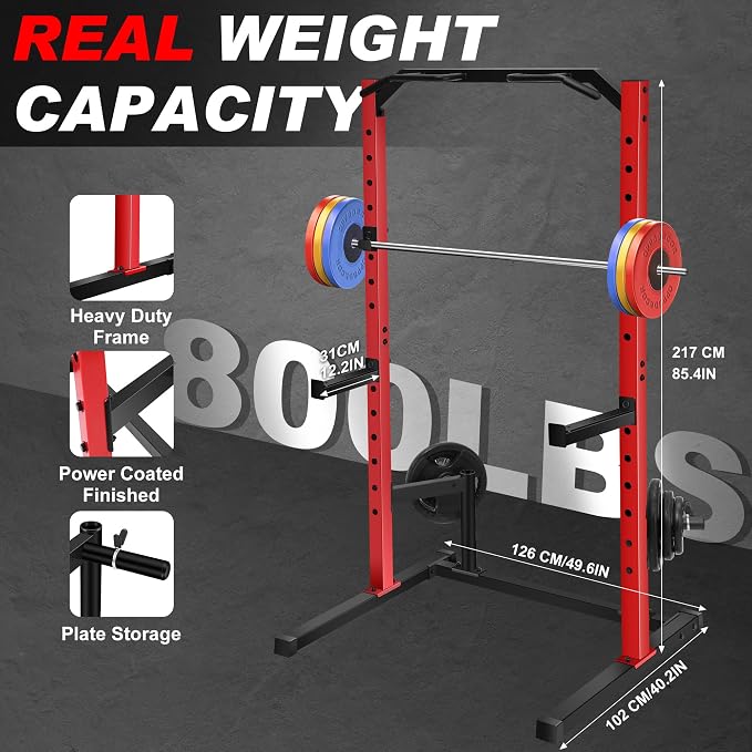 OPPSDECOR Power Cage Power Rack, Multi-Functional Weight Cage with More Training Attachments, Heavy-Duty Construction Squat Rack for Home Gym