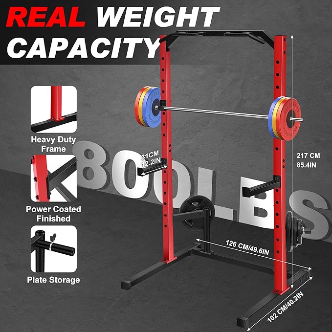 OPPSDECOR Power Cage Power Rack, Multi-Functional Weight Cage with More Training Attachments, Heavy-Duty Construction Squat Rack for Home Gym
