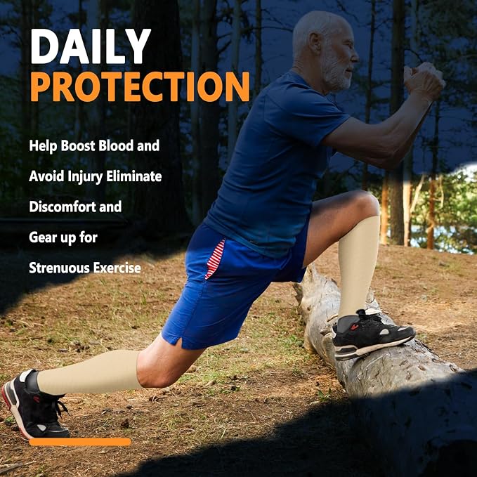 CTHH Calf Compression Sleeve for Men & Women Footless Compression Socks | 3 Pairs Graduated Compression Leg Sleeve Support for Shin Splints Pain Relief Running Flying Cycling Fitness Nurse