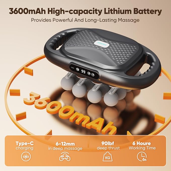 16-Head Deep Tissue Massage Gun, 9 Modes, 99 Intensity Levels | Wide 16-head coverage for back, shoulders, waist, legs, arms, and feet, with a 3600mAh battery and quiet Type-C operation.