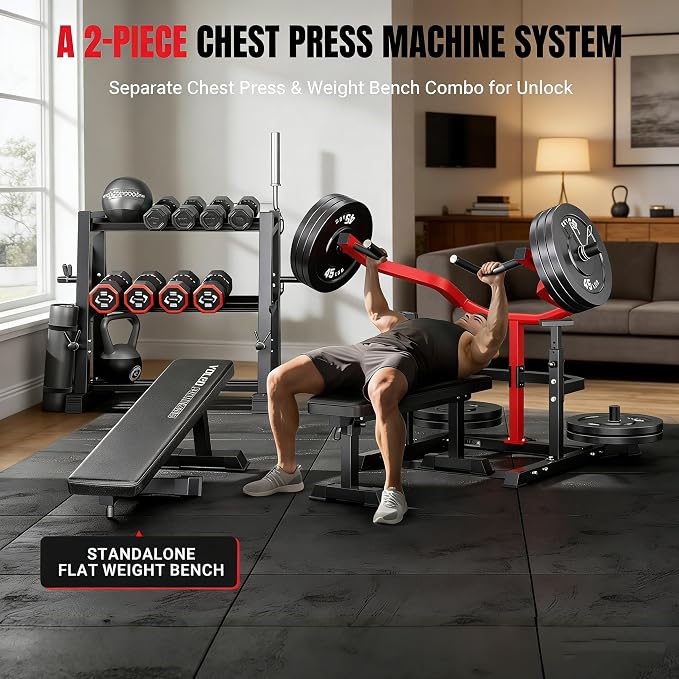 YOLEO Chest Press Machine, 1100LBS Bench Press Machine with Separate Press Station & Adjustable Weight Bench, Independent Converging Arms
