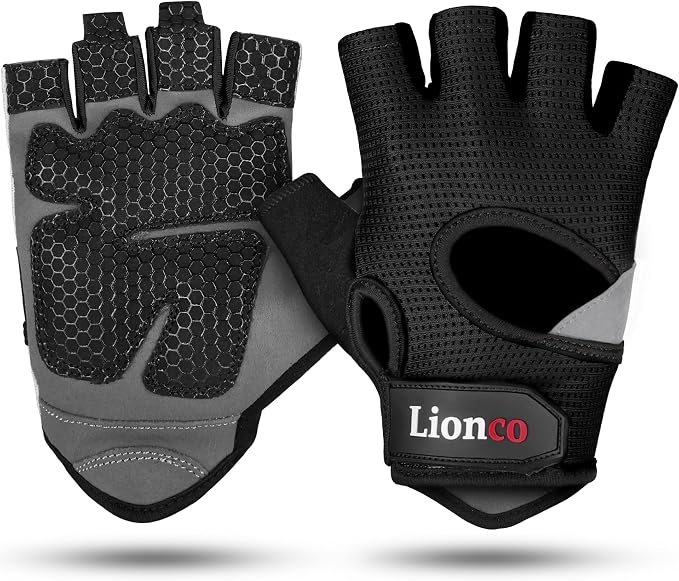 LIONCO Workout Gloves for Men Women,Weight Lifting Gloves with Breathable Gel Padded Excellent Grip for Gym Exercise,Cycling,Weightlifting,Fitness Training,Pull Ups and Climbing and Rowing