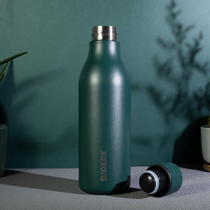 BJPKPK 18oz Insulated Water Bottle, Stainless Steel Bottle with Carry Strap | Keep Cold & Hot Vacuum Insulation, Leak-Proof BPA-Free Design, Slim Bottle Fits Most Cup Holders for Gym, Office & Travel