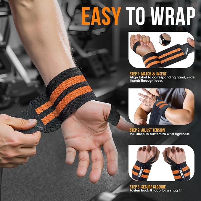 WSAKOUE Weightlifting Wrist Wraps - 18" Professional Wrist Support with Heavy-Duty Thumb Loop for Powerlifting, Bench Press & Strength Training- Adjustable Gym Wrist Straps for Men & Women