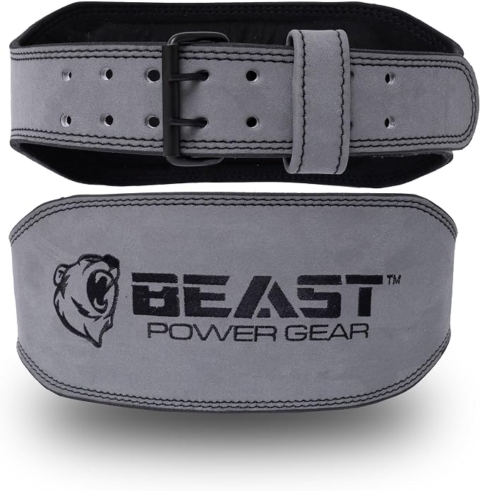Weight Lifting Belt - 4” Genuine Leather Belts Padded Lower Back Support for Gym Bodybuilding Squat Deadlift Weightlifting Cross Strength Training Men Women Free Wrist Wrap