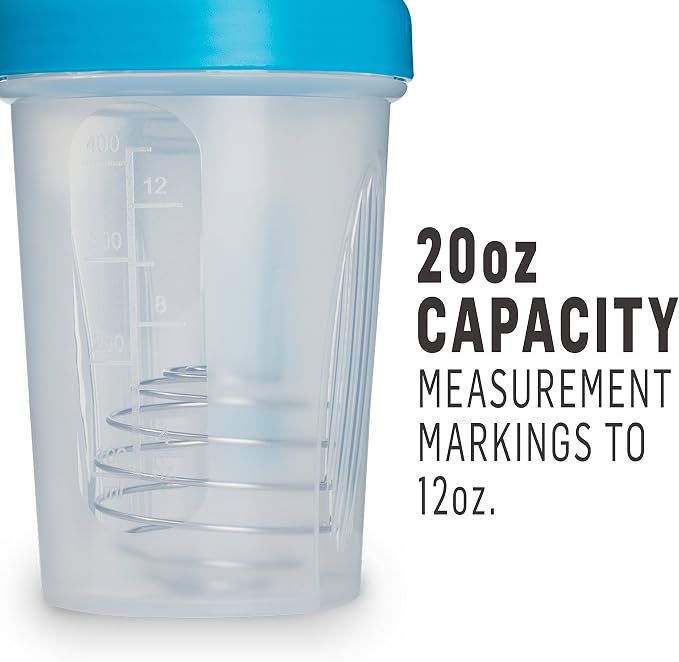 BlenderBottle Classic Shaker Bottle Perfect for Protein Shakes and Pre Workout, 20-Ounce, Clear/Black