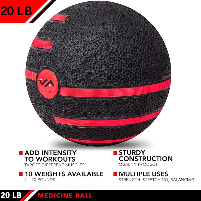 JFIT Dual Texture Medicine Ball – Weighted Exercise Ball for Strength, Core & Functional Fitness Training