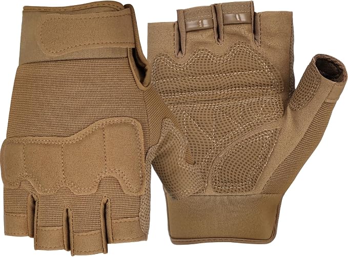 FIORETTO Fingerless Gloves for Men, Breathable Grip Palm Gloves for Motorcycle Riding, Driving, Cycling, Exercise, Workout, Climbing, Hiking and Outdoor Activities M210603