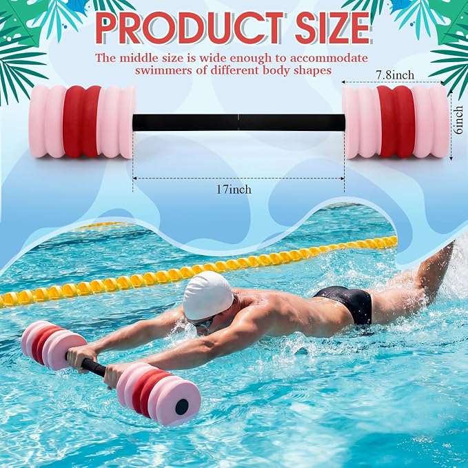 Soulchen Long Aquatic Exercise Dumbbells Pool Exercise Foam Water Weights Dumbbell Aquatic Pool Barbells with High Density EVA Foam for Swim Water Aerobics Workouts Loss