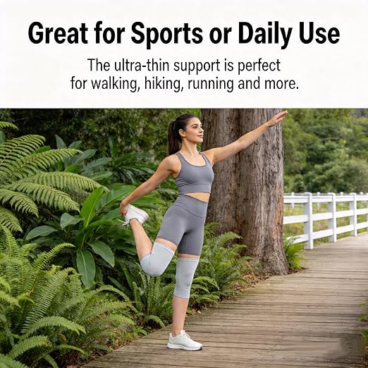 Premium Bamboo Knee Compression Sleeve, 1 Pair Slip-One Knee Support, Elastic Warm Knee Brace for Knee Pain, Joint Recovery, Sports, Daily Wear for Adults (Skin, Medium)