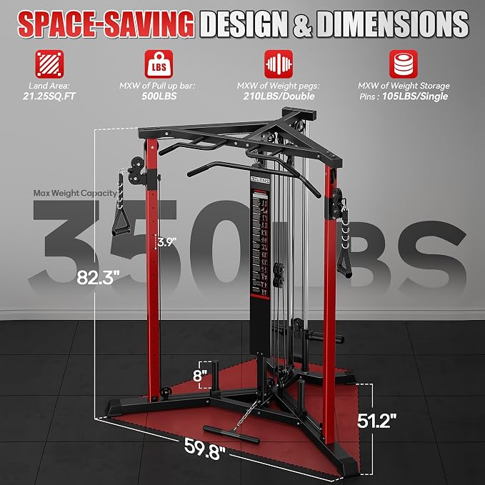 CC01 Cable Crossover Machine with High and Low Pulley System, Functional Trainer with Pull Up Bars and Optional Bundle, Cable Machine for Home Gym Power Workout