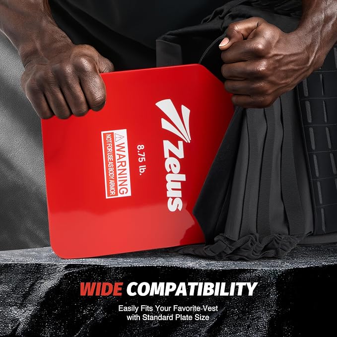 ZELUS Curved Weighted Vest Plates for Workout, 5.75/8.75/13.75LB Pairs Steel Weight Plates for Tactical Weight Vest, Ergonomic Training Plates for Running, CrossFit & Strength Training