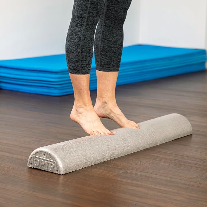 OPTP Silver AXIS Moderately Firm Foam Roller – Half-Round, Silver, 36" x 3" | Moderate density for sports medicine, physical therapy, Pilates, yoga, trigger point myofascial release, Heat-molded EPP foam