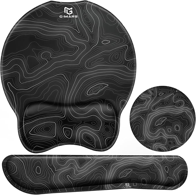Gimars Upgrade 3 in 1 Enlarge Superfine Smooth Gel Ergonomic Mouse Pad Wrist Support and Keyboard Wrist Rest for Computer, Laptop, Mac, Gaming and Office, Durable, Comfortable and Pain Relief, Map