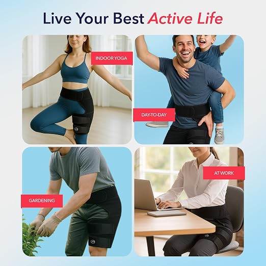 Dr. Arthritis Hip Brace, Adjustable Sciatic Nerve Brace & Stabilizer for Pulled Muscles & Injury Recovery, Hamstring Compression Sleeve Support, Sciatica Pain Relief Devices for Men & Women (LXL, Black)
