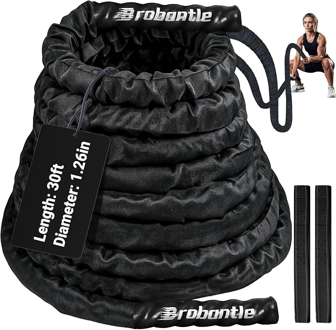 Battle Rope for Home Gym Workout,1.26 Inch 30ft Weighted Exercise Ropes for Working Out,Heavy Fitness Training Rope