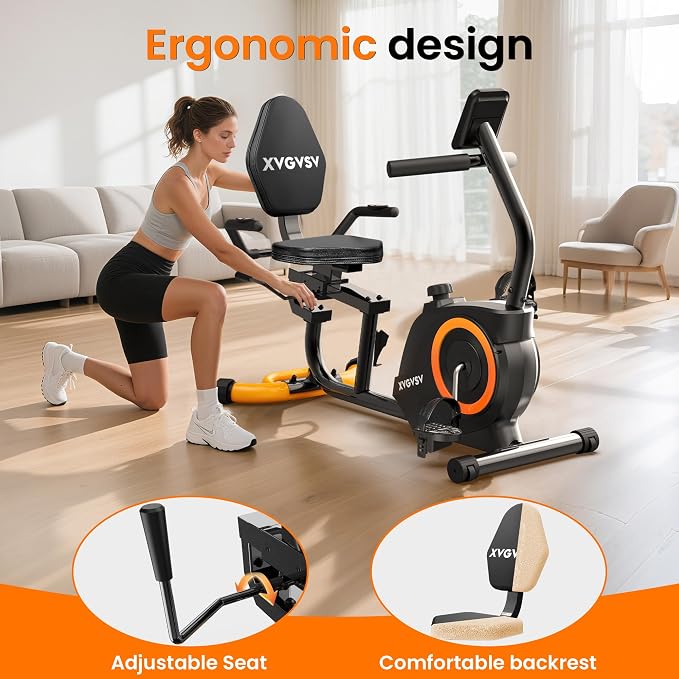 Recumbent Exercise Bike for Home, Recumbent Stationary Bikes for Seniors | Quiet Recumbent Bikes for Seniors & Adults, 16-Level Resistance, Adjustable Seat, Supports 400LB, Pulse Sensors & LCD Display