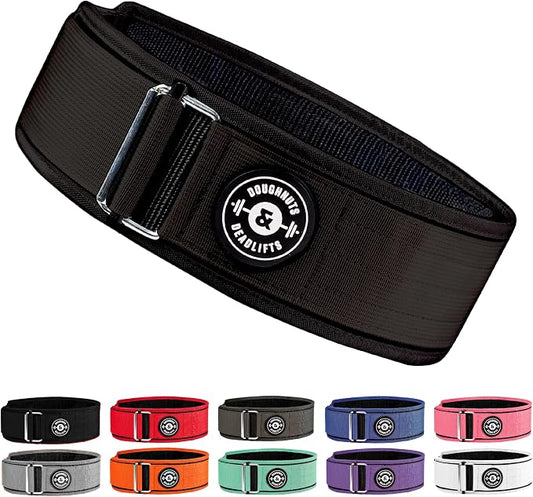 Weight Lifting Belt for Squats, Weightlifting Belt for Deadlifts - 4in Back Support for Bodybuilding | Powerlifting, Locking Metal Buckle, Weight Lifting Belts for Men - Quick Locking