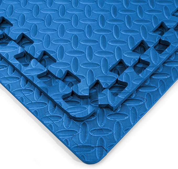 Art3d 48 Sq.Ft Eva Puzzle Exercise Mats, 1/2" Thick Foam Interlocking Tiles for Flooring, Workout, Gym Equipments, Pack of 12, Blue