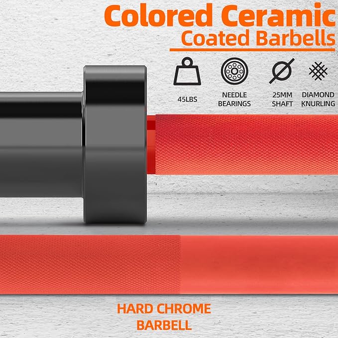 Fitvids Olympic Cerakote Barbell for Home & Commercial Gyms, 190K PSI Tensile Strength Rated for up to 1500LB Capacity