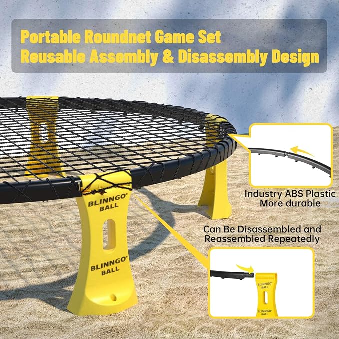 Roundnet Game Set with Balls and Patented Net, Lawn, Beach, Backyard Outdoor Game for Adults and Family