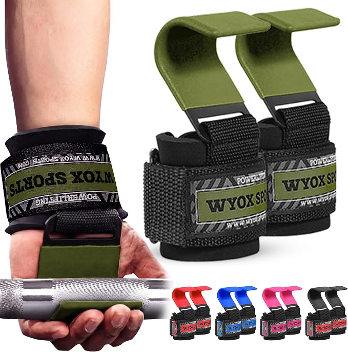 Weight Lifting Hooks for Men & Women – Heavy Duty Gym Hooks with 8mm Padded Wrist Support Grips to Lift Heavier, Reduce Grip Fatigue & Improve Performance for Deadlifts, Pull Ups & Rows, Pair of 2
