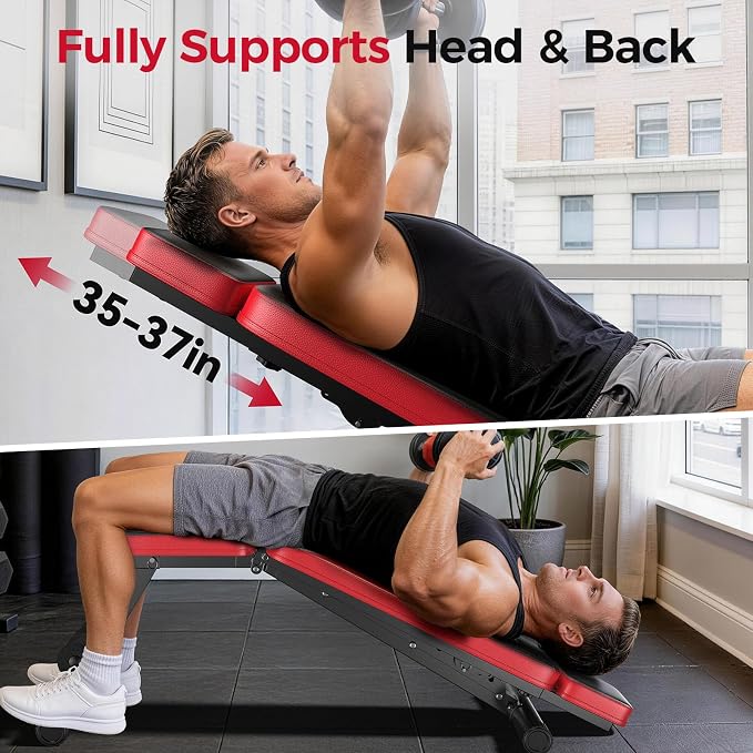 NICEPEOPLE Adjustable Weight Bench for Home Gym, 660LBS Capacity Workout Bench with 8 Backrests for Chest Shoulders Arms, Compact and Foldable Strength Bench for Small Space Apartment Room