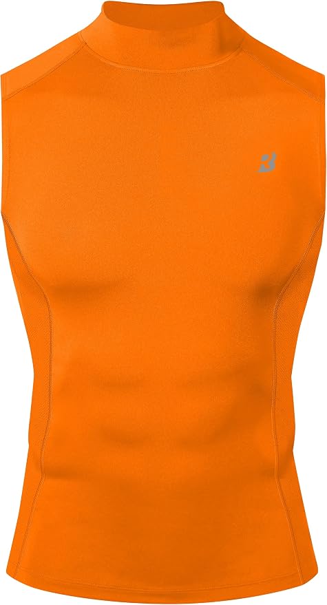 Roadbox Men's Compression Tank Top, Mock Turtleneck Sleeveless Shirt, Fitted Athletic Base Layer for Gym Workout