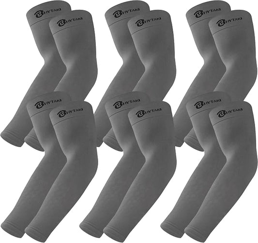 BHYTAKI UV Sun Protection Arm Sleeves, UPF 50 Sports Cooling Arm Compression Sleeves for Men Women Teenager