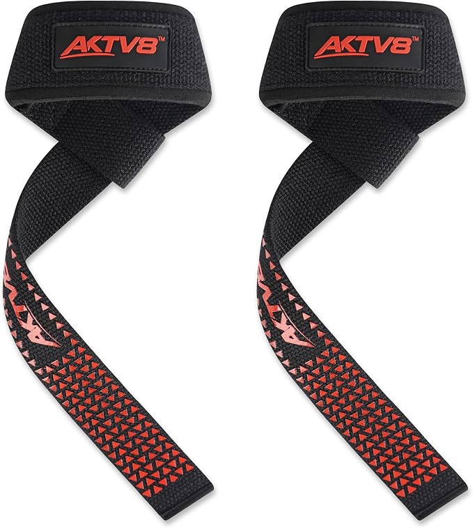 AKTV8 Lifting Straps for Deadlifts, 23 inch 4mm Padded Wrist Straps for Gym | Stronger Grip During Weight Lifting & Powerlifting, Heavy Duty Polyester-Cotton Gym Straps for Pull Ups, Rows & Heavier Lifts