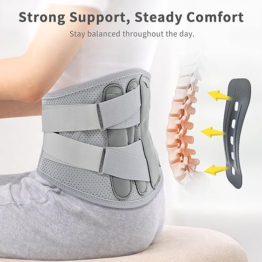 Bracoo Back Brace for Lower Back Pain Back Support Belt for Women and Men, Breathable Lumbar Support Brace with Adjustable Strap for Herniated Disc, Sciatica, Large(37" - 44"), BP62