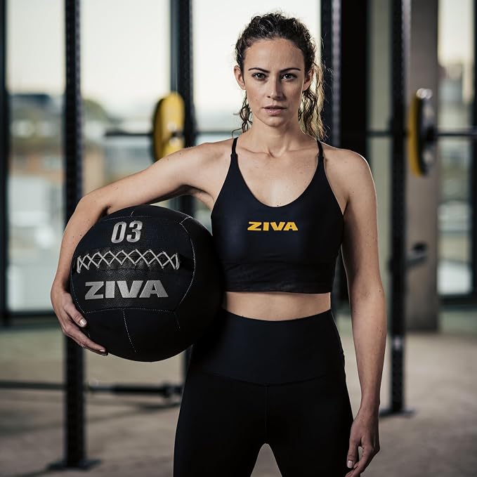 ZIVA ZVO Premium Soft Wall Ball - Elite Level, Commercial Grade Textured Synthetic Leather, Hard-Wearing Reinforced Stitching Weighted Medicine Slam for Strength Conditioning Workout - Avail 4-20lbs
