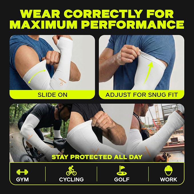 ARMORAY Arm Sleeves for Men and Women - UV Sun Protection Cooling Compression - Tattoo Cover Up Sleeve for Daily Wear & Work