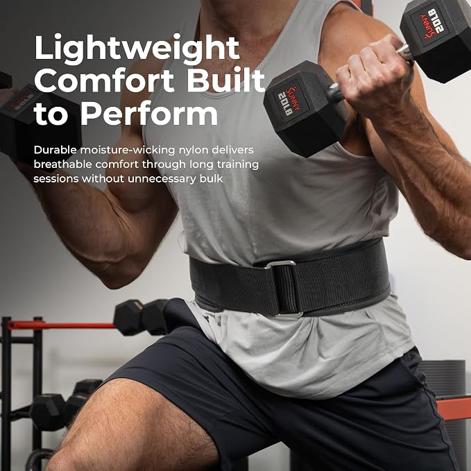 Sunny Health & Fitness S-XXL Heavy-Duty 4" Nylon Weightlifting Belt
