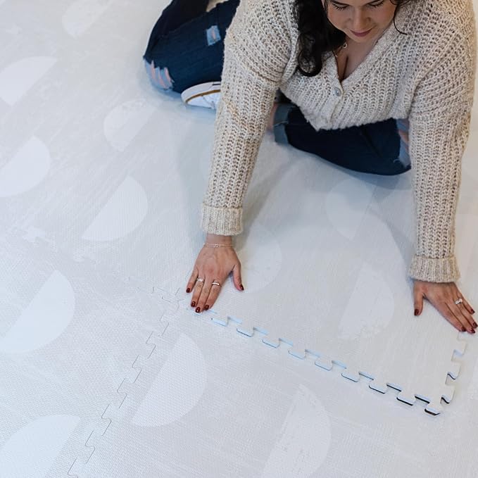 Little Landings Baby Play Mat for Floor - Aura Pearl (4x6ft) - Premium EVA Foam Play Mat for Babies & Toddlers (Ages 0-5+) Non-Toxic Playmat for Tummy Time, Crawling & Playroom - Stylish & Comfortable