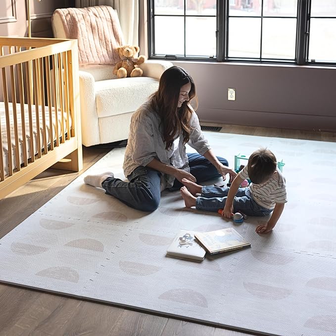 Little Landings Baby Play Mat for Floor - Aura Oat (6x6ft) - Premium EVA Foam Play Mat for Babies & Toddlers (Ages 0-5+) Non-Toxic Playmat for Tummy Time, Crawling & Playroom - Stylish & Comfortable