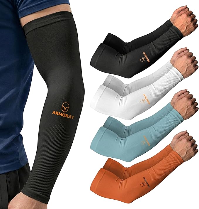 ARMORAY Arm Sleeves for Men and Women - UV Sun Protection Cooling Compression - Tattoo Cover Up Sleeve for Daily Wear & Work