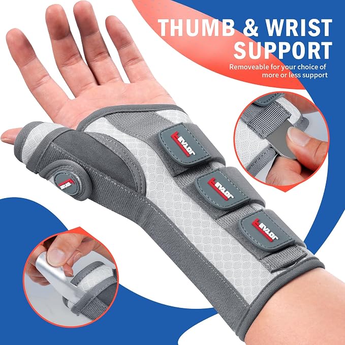 FEATOL Carpal Tunnel Wrist Brace Night Support, Thumb Spica Splint Right Hand for De Quervains Tenosynovitis, Tendonitis, Thumb Brace for Women Men, White Pink, Small/Medium