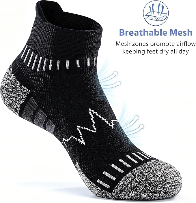 MAXTOP Ankle Compression Socks for Men Women-Cushioned Arch Support,Anti Blister,Plantar Fasciitis Relief 3/5 Pairs