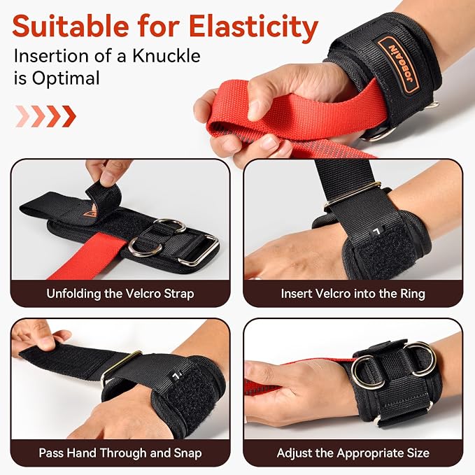 1 Pair Weight Lifting Straps with D Rings | Cable Machine Workout, Neoprene Padded Wrist Straps, Weightlifting Deadlifting, Non-Slip Wrist Support, Men Women