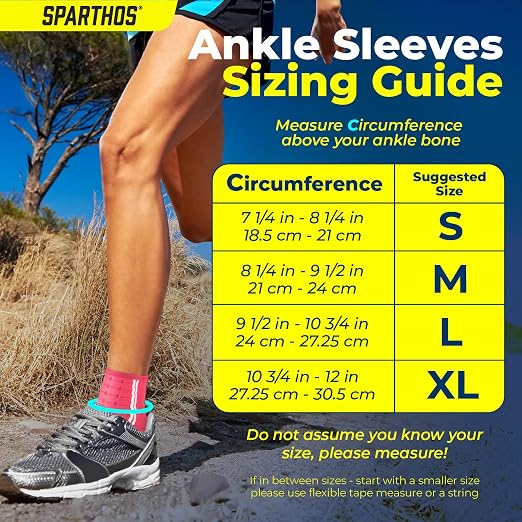 Sparthos Ankle Brace for Women & Men, Foot Compression Sleeve - Pink-XL